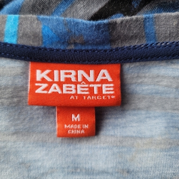 Kirna Zabete for Target Medieval Blue Print Dress Stretch Midi Knit V-Neck M - Picture 5 of 11